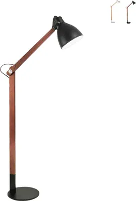 Immagine prodotto di Lampada da terra Sveva in metallo e legno noce, altezza regolabile 180cm, attacco E27, design moderno ed elegante per illuminazione d'interni