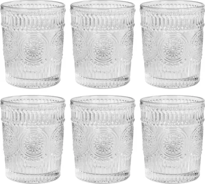 Set 4 Bicchieri Vintage In Vetro - 300 Ml, Stile Boho, Per Acqua, Cocktail, Lavabili In Lavastoviglie