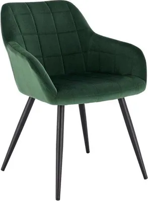 Productafbeelding van Famanu eetkamerstoel met zwarte poten - bekleding van groene fluweel