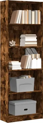 Produktbild von Bücherregal - Standregal - Aktenregal - Räuchereiche 60x24x176 cm - Holzwerkstoff - Wohnzimmerschrank CC31876