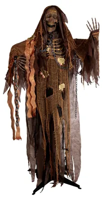 Produktbild von Decomposed Skelett Zombie Halloween Standfigur – 160cm Horror Zombie mit LED Flammeneffekt Sound & Bewegung – Halloween Deko Fasching Karneval