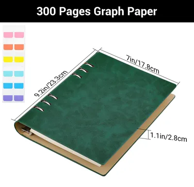 Image de Cahier à spirales A5, quadrillé 5 mm, 150 feuilles, rechargeable, idéal pour les études et le bureau