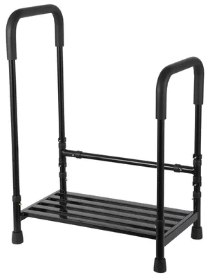 Produktbild von Tritt mit Haltegriff - Medizinische Einstiegshilfe für Senioren - Verstellbare Höhe - Rutschfeste Metallplattform - Bis 204 kg belastbar - 1 Stufe