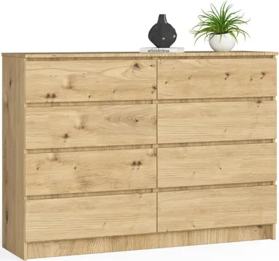 Obrázek produktu pro BDW, komoda s 8 zásuvkami, 138x40x99 cm, K140, dub Artisan