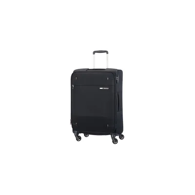 A black Samsonite suitcase is shown against a white background.