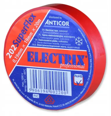 Produktbild von Anticor ELECTRIX 202 Isolierband Rot PVC Stark Flexibel