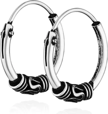 Produktbild von Paar 925 Sterling Silber Keltische Celtic Gothic Creolen 12mm 7301