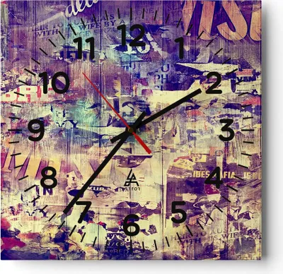 Produktbild von Wanduhr - Quadrat - Glasuhr - Graffiti modern - 40x40cm - Schleichendes Uhrwerk - Lautlos - zum Aufhängen bereit - Dekoration Modern - Wanddekoration aus Glas - C4AC40x40-3598