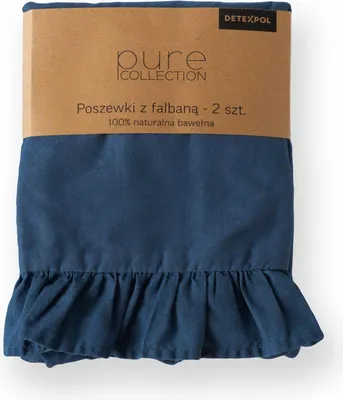 Image de Detexpol Linge de lit en coton 160x200 denim unicolore avec volants Pure 23