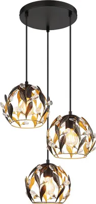 Produktbild von Pendelleuchte, Metall, Schwarz, Gold, Kristalle
