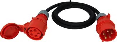 Produktbild von NWP CEE-Verlängerung 2m 400V 16A, Schwarz, IP44 5x2,5 mm² H07RN-F - Gummischlauchleitung, Verlängerungskabel für Baustelle, Industrie, Außenbereich