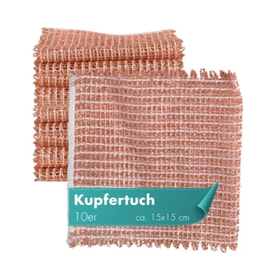 Produktbild von Kupfertuch 10er Set 15 x 15 cm, kratzfrei für Edelstahl und Glaskeramikkochfeld