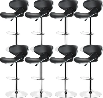Produktbild von 8er set Barhocker  mit Pflegeleichtem Höhenverstellbarer Barstuhl Mit Metallgestell In Chrom-Optik | Schwarz