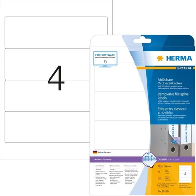 Immagine prodotto di Etichette per cartelline a4 bianche 192x59 mm carta mobile-rimovibile opaca 100 pz.