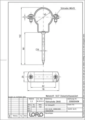 Produktbild von LORO-X Rohrschelle 00990., DN 40 mit Schlagstift
