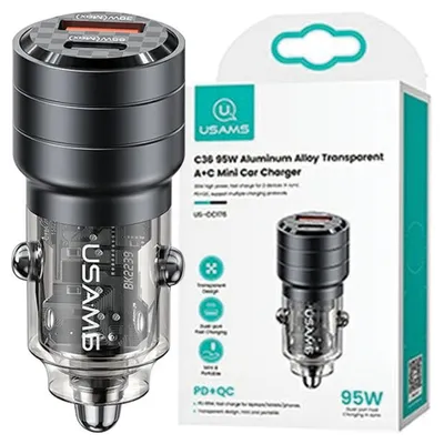 Productafbeelding van Usams Laadkabel. USB + USB-C. 95W snelladen. Zwart. Model: CC176CC01 (US-CC176)