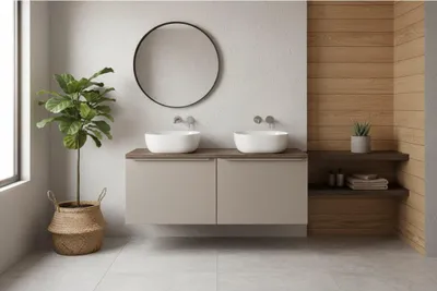 Image de Plan vasque VANTA chêne foncé 120 cm – Tablette de salle de bain