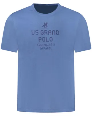 Produktbild von Herren Kurzarm-T-Shirt Blau mit Print und Rundhals Design