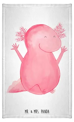 Produktbild von Mr. & Mrs. Panda handtuch baumwolle Axolotl Hurra - Weiß - Geschenk, Frotteetuch, Zufriedenheit, Gästehandtuch 30x50, Spaß, Axolot, Motivation, Klein, Gäste-WC