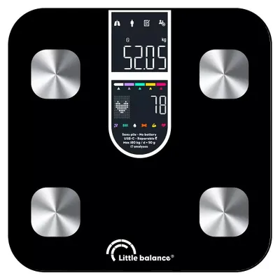 Produktbild von Vernetzte körperanalysewaage 180 kg/50 g schwarz Little balance 8838
