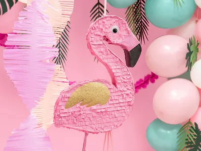 Produktbild von PartyDeco Piñata - Flamingo, 25x55x8cm, Standard-Pinata, Weiblich, Schwarz, Pink, Weiß, Flamingo, 250 mm, 80 mm