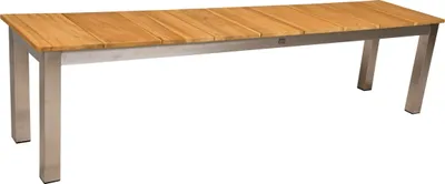 Produktbild von Gartenbank GRETA ohne Rückenlehne - 180cm Breit, Teak, Natur | Terrassenbank Wetterfest Sitzbank Outdoor Bank