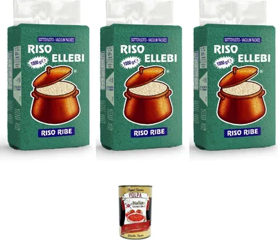 Produktbild von 3x ElleBi' Riso Ribe Ribe-Reis 1kg + Italian Gourmet polpa 400g