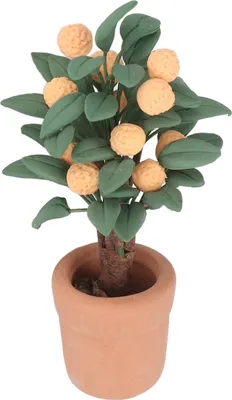Image de 1:12 Dollhouse Miniature Bonsai Plant Potted Clay Ceramics Home Decor Mini Orange Tree