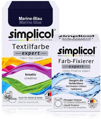 Produktbild von simplicol Textilfarbe expert, DIY Färbemittel in versch. Farben + Farb-Fixierer, Farbe:Marine-Blau (1708)