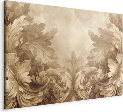 Produktbild von Vlies Leinwandbild - Carved Baroque Ornaments Rich Composition in Sepia Colors 60x40 cm Muster f-H-10018-b-a