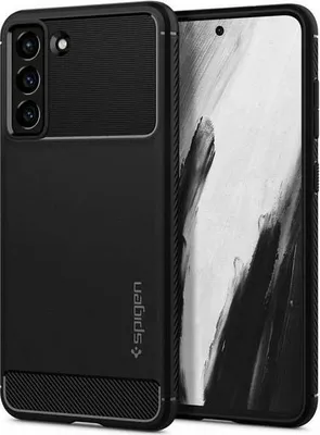 A black phone case is shown diagonally against a white background.