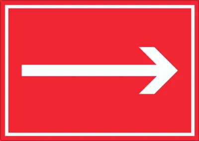 Produktbild von Richtungspfeil rechts Aufkleber waagerecht weiss rot Pfeil A4 (210x297mm)