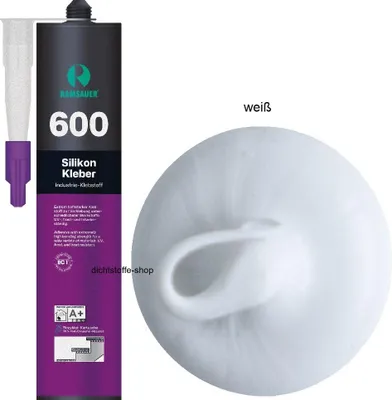 Produktbild von Ramsauer 600 Silikon Kleber 1K Silikon Klebstoff 395g Kartusche weiß
