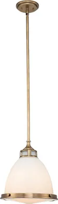 Obrázek produktu pro Závěsné svítidlo kovové sklo E27 kulaté Ø 32,4 cm V: max. 110 cm v mosazi starožitně bílé průmyslové závěsné světlo