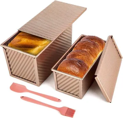 Zdjęcie produktu dla Zestaw 2 foremek do pieczenia – z pokrywkami – powłoka nieprzywierająca – zawiera silikonową łopatkę i pędzelek