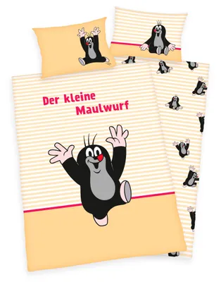 Produktbild von Der kleine Maulwurf Baby Bettwäsche 40x60 + 100x135cm 100% Baumwolle mit Reißverschluss