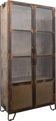 Immagine prodotto di MASSIVMOEBEL24 | vetrina in legno di Mango 90x40x190 marrone laccato HEAVY INDUSTRY #223