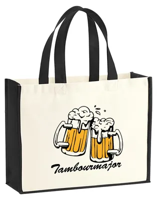 Produktbild von Huuraa Jutetasche Tambourmajor Spielmannszug 21 Liter Black Jute und Baumwolle Einkaufstasche Geschenkidee