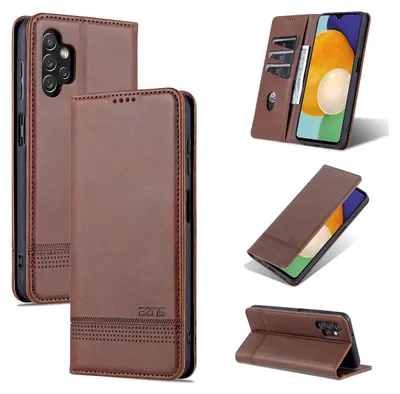 Image de Galaxy A13 4G Housse en cuir, étui à rabat Portefeuille Fermeture magnétique Ständer Housse de protection pour Samsung Galaxy A13 4G Café