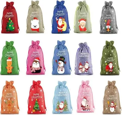 Image de INF Sacs cadeaux de Noël en jute, lot de 15