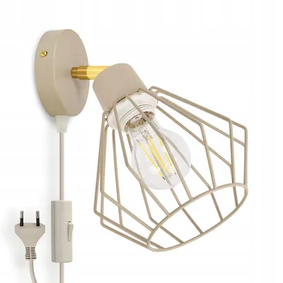 Zdjęcie produktu dla LUXOLAR – kinkiet LED z włącznikiem i wtyczką, beżowo-szary, E27, 60 W – kinkiet wewnętrzny z regulacją kąta nachylenia do salonu i kuchni – oświetlenie ścienne, styl klasyczny