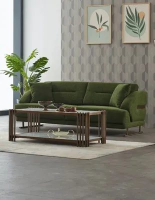 Immagine prodotto di Divano imbottito a tre posti divano a 3 posti in tessuto divano verde divani