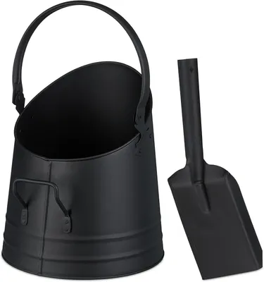 Productafbeelding van Pelletemmer met schep - 6,5 liter - Hengsel - Handgreep - Kolen - Kolenemmer - Openhaard accessoire - Zwart