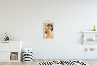 Produktbild von MuchoWow® Textilposter Pferde - Tiere - Mähne - Porträt 40x60 cm mit holzfarbenen Rahmen - Poster