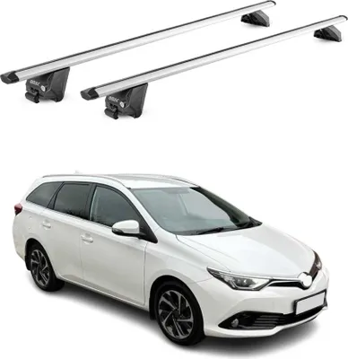 Zdjęcie produktu dla Bagażnik dachowy Podstawowy bagażnik dachowy do Toyoty Auris mk2 Kombi 2012-18 100 kg Aluminium ABE Szary 2 szt.