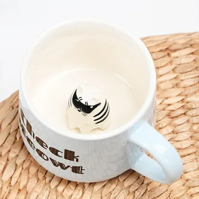 Obrázek produktu pro 3D kočka, keramická hrnčík, objem 350 ml, dárek k narozeninám, dětský hrnek, hrnek na čaj, hrnek na kávu