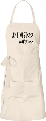 Produktbild von Huuraa Schürze Aktivist mit Herz Natur mit Taschen Baumwolle Kochschürze Geschenkidee