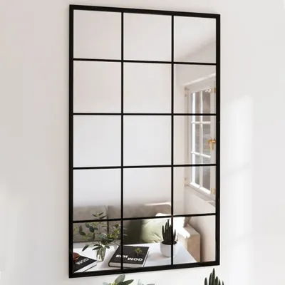 Zdjęcie produktu dla vidaXL Lustro ścienne 4 szt. czarne 100x60 cm metalowe - Lustro ścienne - Lustro - Lustro do przedpokoju - Lustro kwadratowe