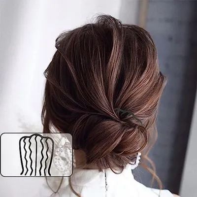 Produktbild von 6 Haarspangen in U-Form für französisches Haar mit gedrehtem Kamm, Haarschmuck für Damen und Mädchen in Schwarz