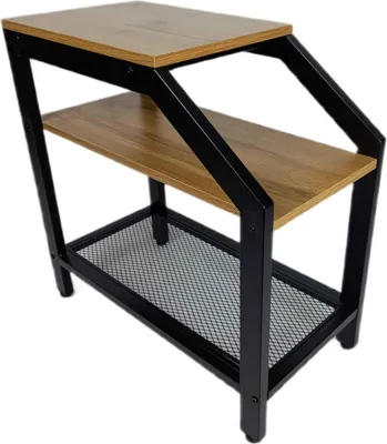 Produktbild von BEGRYF Beistelltisch Erle 59x30x59 cm Couchtisch mit Ablage Metallrahmen Holzoptik Industrial